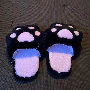 Black kitty paw slippers